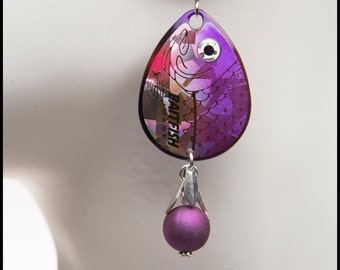 Purple Baitfish Spinner Earrings