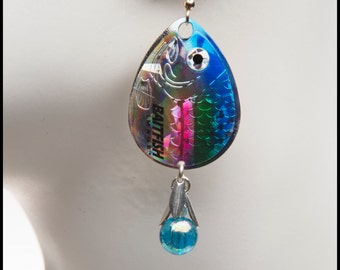 Blue Baitfish Spinner Earrings