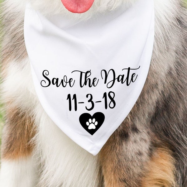 Announcement Bandana, Save The Date Bandana, Engagement Photo Prop, Save The Date Dog Bandana, Dog Engagement Photo, Dog Engagement Bandana