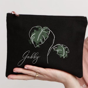 Gift For Plant Lovers, Best Friend Gift, Makeup Case, Monstera Gift, Personalized Makeup Bag, Personalized Plant Gift, Monstera Bag, Plant