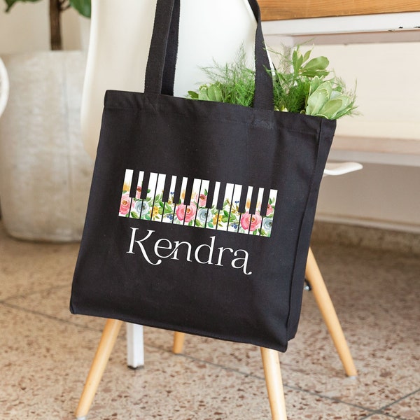 Personalized Music Bag, Personalized Music Teacher Gift, Music Tote Bag, Piano Gift, Music Teacher Bag, Piano Tote Bag, Personalized Piano