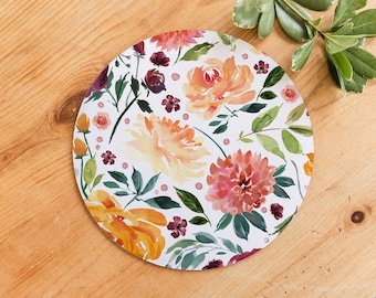 Floral Mousepad, Mousepad, Mouse Pad, Pretty Mousepad, Watercolor Mousepad, Floral Print, Blogger Gift, Home Office Decor, Round Mousepad