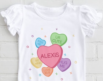 Candy Heart Shirt, Personalized Kids Shirt, Custom Kids Shirt, Custom Kids Tee, Valentines Kids Shirt, Love Kids Shirt, Custom Tee, Hearts