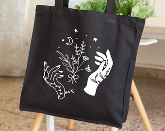 Cosmic Witch Celestial Mystical Stag Deer Canvas Shopping Tote Book Bag Gift Third Eye