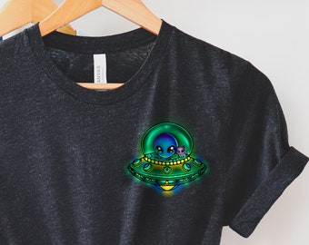 UFO Shirt, Alien T-Shirt, Alien Shirt, Alien Lover Gift, Outer Space Shirt, Cute Alien Shirt, Alien Gift, Flying Saucer, Spaceship Shirt