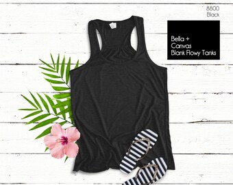 Bella Canvas 8800 Black Heather, Women's Flowy Racerback Tank, Blank Tank Top, Bella Canvas Tank Top Blanks, Plain Bella Canvas Tank, 8800