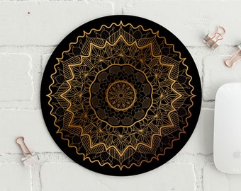 Mandala Mouse Pad, Gold Mouse Pad, Geometric Mouse Pad, Pretty Mouse Pad, Cute Mouse Pad, Home Office Decor, Computer, Office Accessories
