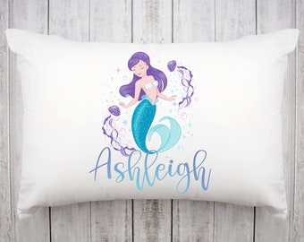 Pillow Cover 18x18 Teen Room Decor Personalized Pillowcase Girls Mermaid