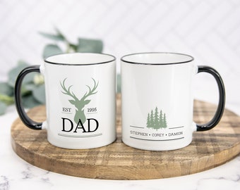 Deer Mug, Personalized Dad Mug, Gift For Outdoors Dad, Custom Mug For Dad, Tree Mug for Dads, Fathers Day Mug, Custom Father's Day Gift, Mug