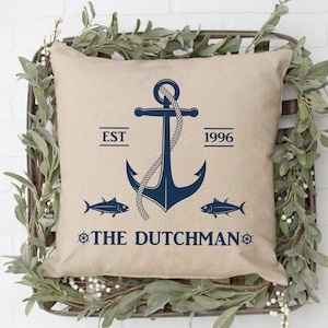 Boat Name Gift, Anchor Decor, Custom Boat Gift, Boat Pillow, Boat Accessories, Boat Decor, Nautical Pillow, Boating Pillow, Date Pillow