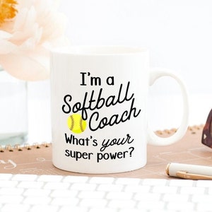 Gift For Softball Coach, Softball Coach Gift, Softball Coach Mug, Super Power Mug, Softball Player Gift, Softball Gift, Softball Mug, Coach image 1