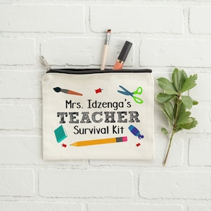 Teacher Survival Kit, Gift for Teacher, End of Year Teacher Gift, Teacher Appreciation, Pencil Pouch, Personalized Makeup Bag, School Gift image 5