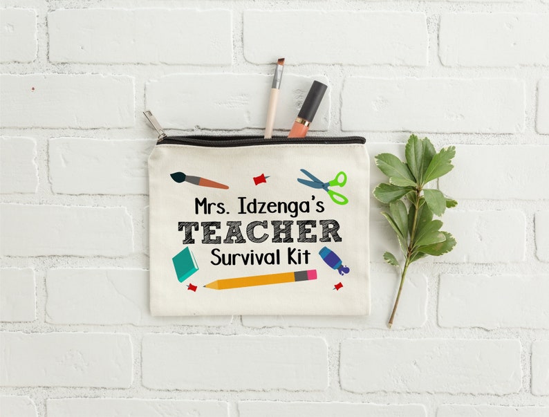 Teacher Survival Kit, Gift for Teacher, End of Year Teacher Gift, Teacher Appreciation, Pencil Pouch, Personalized Makeup Bag, School Gift image 5