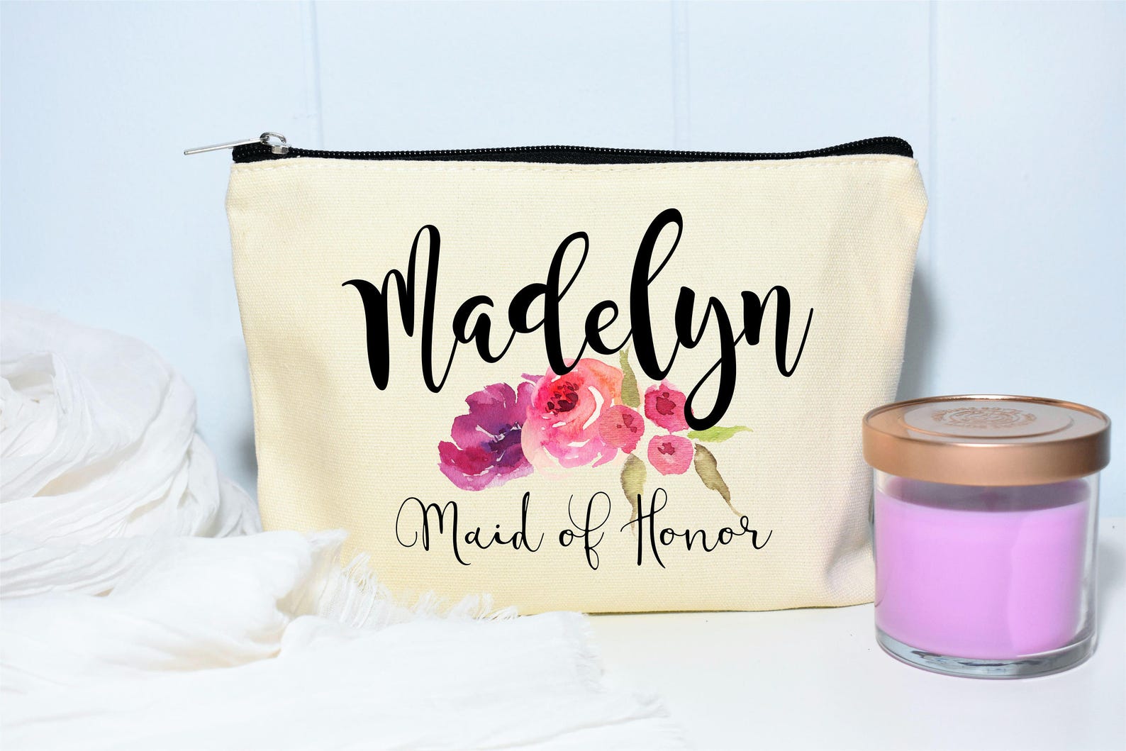 Maid of Honor Gift Monogram Cosmetic Bag Make Up Bag Etsy