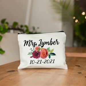 Fall Wedding, Fall Wedding Decor, Wedding Makeup Bag, Bride Makeup Bag, Fall Bridal Gift, Personalized Wedding Gift, Fall Bridal Shower Gift image 2