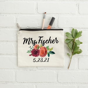 Fall Wedding, Fall Wedding Decor, Wedding Makeup Bag, Bride Makeup Bag, Fall Bridal Gift, Personalized Wedding Gift, Fall Bridal Shower Gift image 4