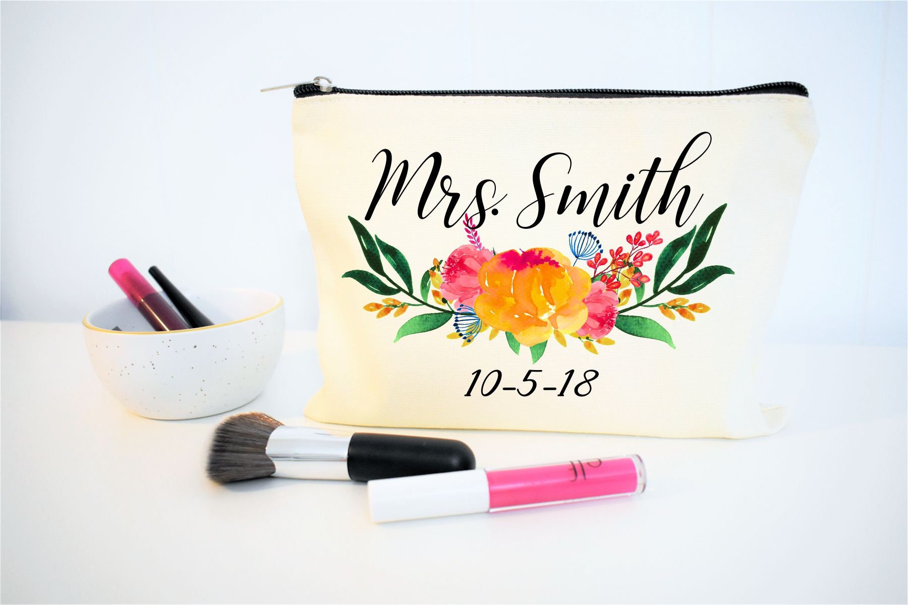 Bride Makeup Bag Bridal Gift Personalized Wedding Gift Etsy