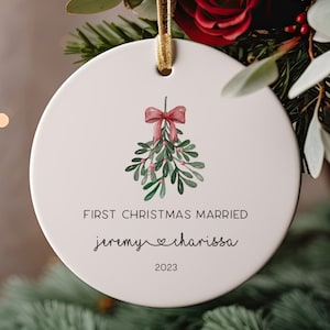 First Christmas Married Ornament, Mistletoe Ornament, First Christmas Together, Custom Christmas Ornament, Personalized Wedding Ornament