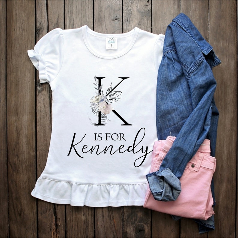 Alphabet Shirt Toddler Girls Shirt Personalized Kids Shirt Etsy