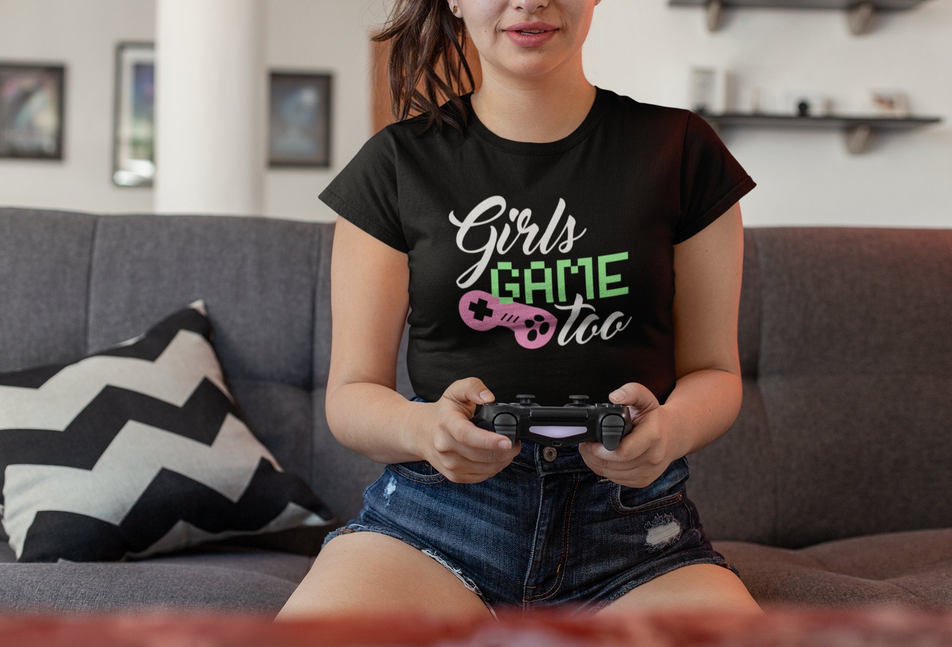 Girl Gamer TShirt Girl Gamer Gift Girls Game Too Female Etsy