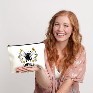 Personalized Makeup Bag, Bee Makeup Bag, Honey Bee Makeup Bag, Bridal Shower Gift, Save the Bees Bag, Beekeeper Gift, Queen Bee, Bee Bag image 5