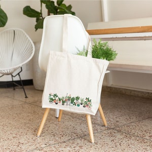 Plant Tote Bag, Plant Lady Bag, Plant Gift, Plant Lover Gift, Plant Tote, Plant Lady, Botanical Gift, Plant Bag, Canvas Plant Tote Bag, Tote image 2