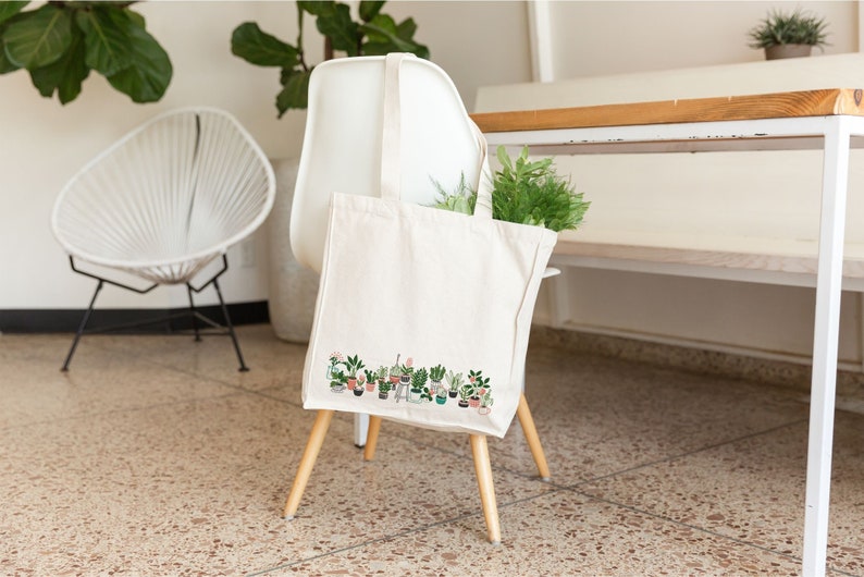 Plant Tote Bag, Plant Lady Bag, Plant Gift, Plant Lover Gift, Plant Tote, Plant Lady, Botanical Gift, Plant Bag, Canvas Plant Tote Bag, Tote image 2