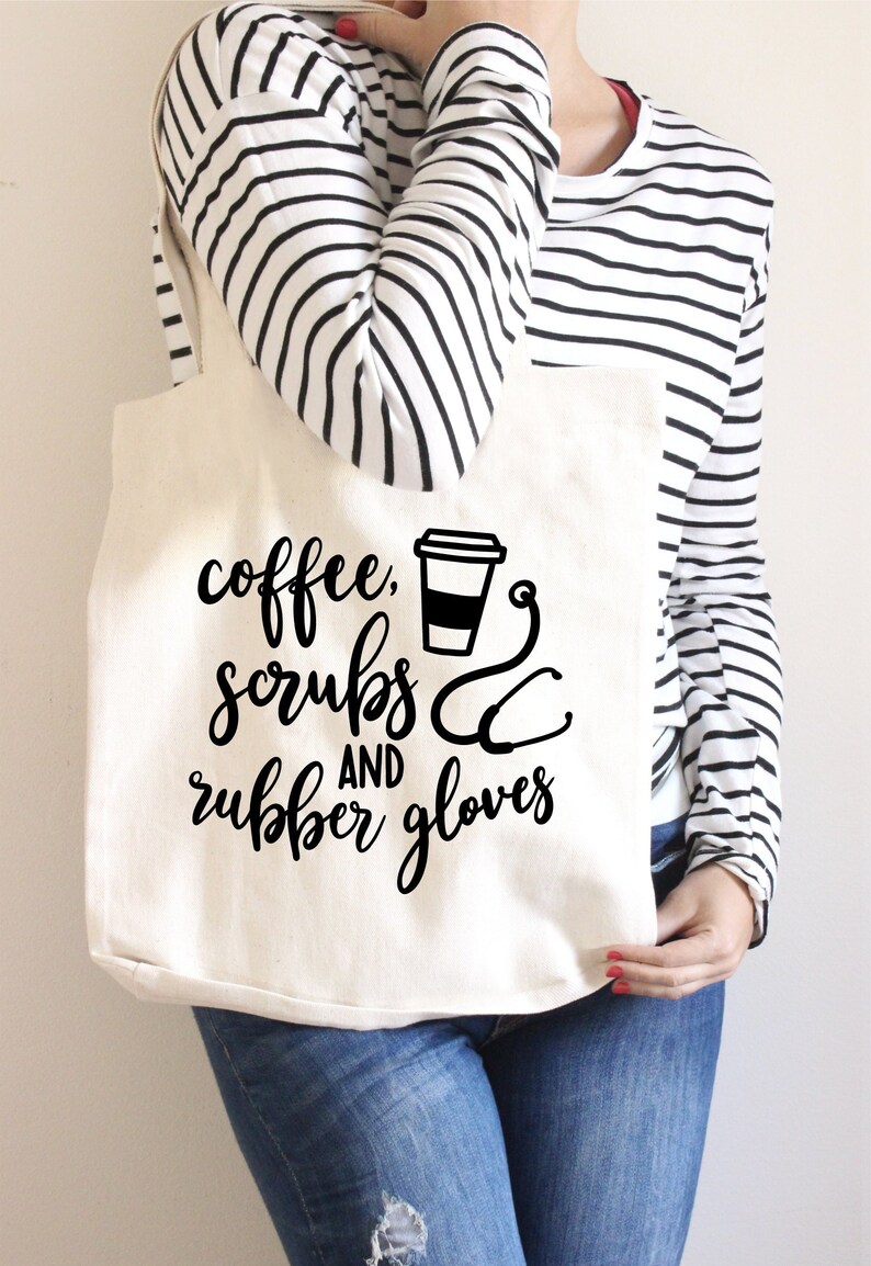 Coffee Scrubs and Rubber Gloves Funny Nurse Tote Christmas Etsy
