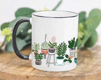 Cute Plant Mug, Plant Mom Mug, Plant Dad Mug, Nature Mug, Garden Mug, Plant Collector, Home Decor Mug, Gift for Planter, Plant Coffee Mug