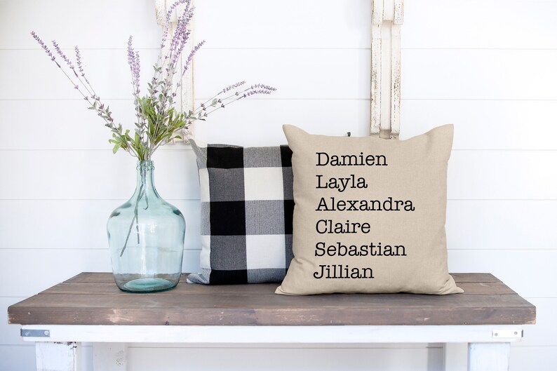 Family Names Throw Pillow Cover Personalized Throw Pillow Etsy