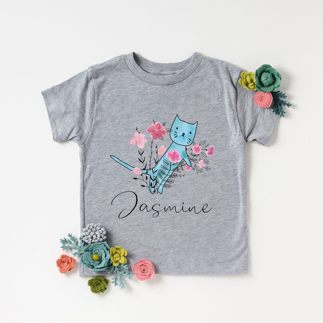 Personalized Kids Tshirt Kids Cat Shirt Toddler Shirt Etsy