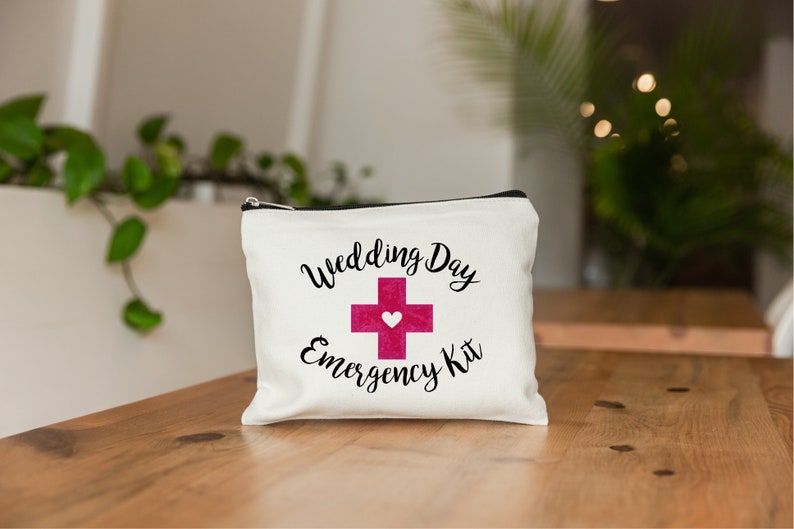 Bride Emergency Kit, Wedding Emergency Bag, Bride Gift, Gift For Bride, Wedding Day Gift, Wedding Day Kit, Bride Emergency Kit, Makeup Bag image 3