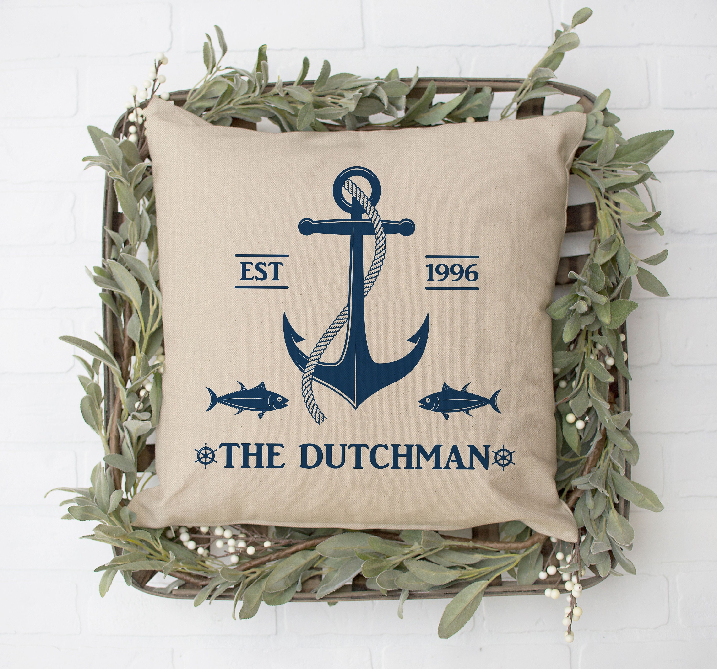 Boat Name Gift Anchor Decor Custom Boat Gift Boat Pillow Etsy