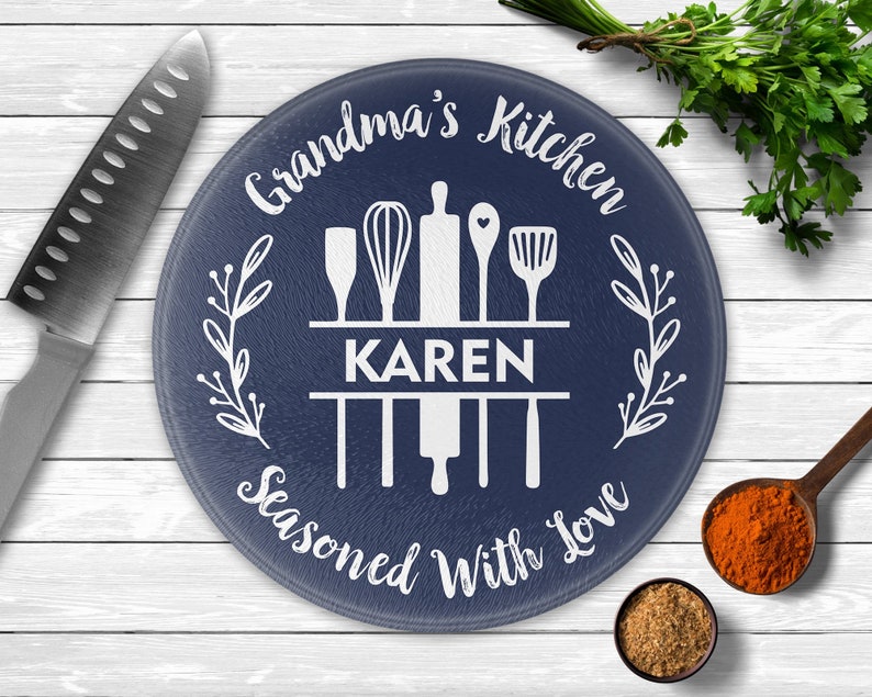 Grandma's Kitchen Cutting Board Personalized Glass Etsy
