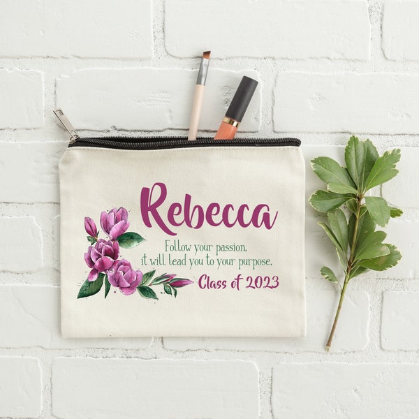 Personalized Grad Gift, Personalized Graduation Bag, Class of 2024 Gift, 2024 Graduation, High School Grad Gift, College Grad Gift, Makeup