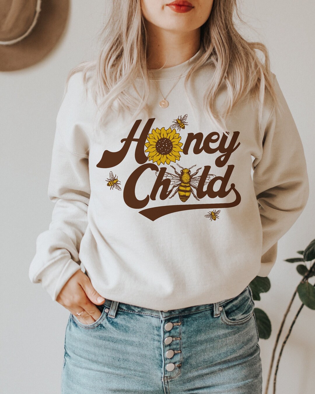 Bee Honey Gifts Pattern Print Women Crewneck Sweatshirt