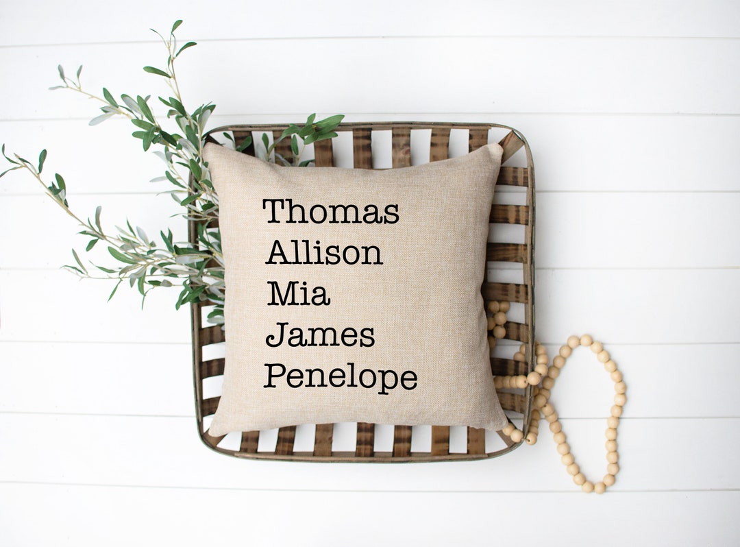 Family Names Throw Pillow Cover, Personalized Throw Pillow, Family
