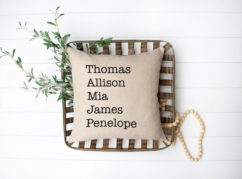 Family Names Throw Pillow Cover Personalized Throw Pillow Etsy