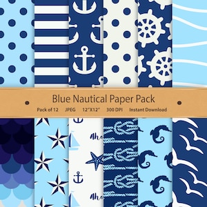 Nautical Digital Paper Nautical Digital Background Nautical Graphics Nautical Printable Papers Nautical Pattern Paper Navy Nautical Clipart