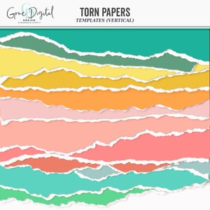 Torn Paper Template Background PNG Ripped Paper PNG Torn Paper Effect Deckle Edge Torn Paper Edge Editable Photoshop File Torn Edge Paper