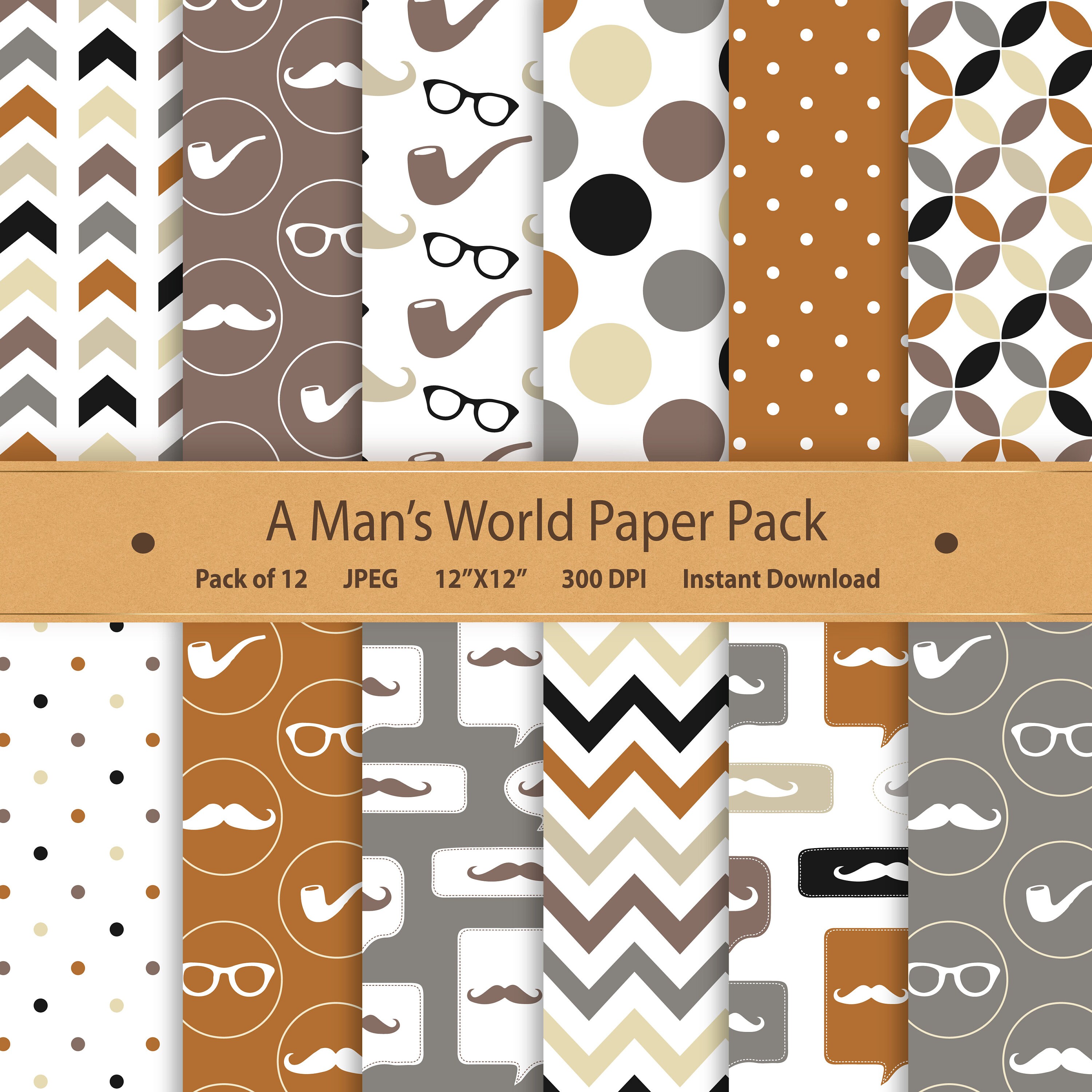 Digital Paper Guy Anniversary Pattern Paper Spouse Husband Scrapbook Birthday Printable Card ...