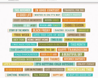 Fall Word Strips: Autumn Quotes, Phrases, Sayings (Digital PNG)