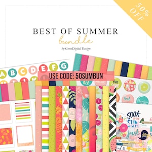 Digital Summer Bundle Scrapbook Discount Code Digital Scrapbook Bundle Clipart Bundle Summer Scrapbook Kit Clip art Bundle Digital Paper