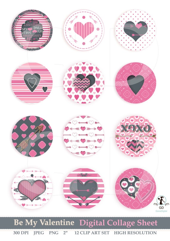 Digital Clipart Lovely Pink Valentine Clip Art Digital - Etsy
