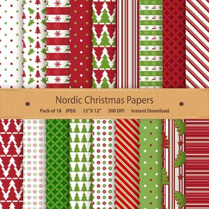 Digital Paper Nordic Christmas Digital Paper Pack Scandinavian ...