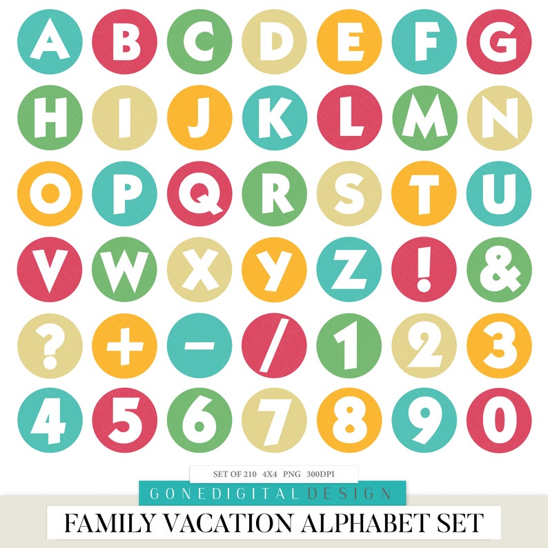 Op de afbeelding: Een set kleurrijke, ronde alfabetstickers met witte letters en cijfers. De stickers zijn gerangschikt in rijen en kolommen, waarbij elke sticker een andere letter of een ander cijfer heeft. De stickers zijn perfect om een leuke en speelse touch toe te voegen aan elk project.