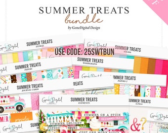 Sweet Summer Digital Scrapbooking Bundle Ice Cream Popsicle Summer Clip Art Summer Scrapbook Kit Summer Bundle Summer Paper Summer Patterns