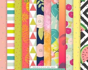Summer Scrapbook Paper: Vibrant Patterned Designs (Digital Download)
