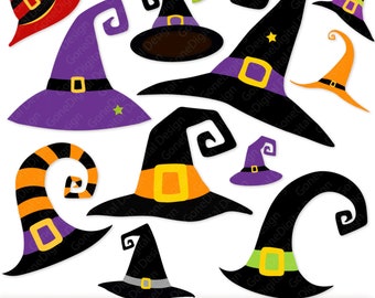 Witches Hats Clipart Halloween Witch Hat Clip Art Witch Hat Printable PDF Witch Graphics Halloween Digital Witch Hat Image Halloween Sticker