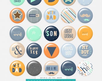 Digital Scrapbook Flairs Father Digital Clip Art Flair Badge Clipart Buttons Scrapbook Embellishment Project Life Pin Fathers Day Sticker